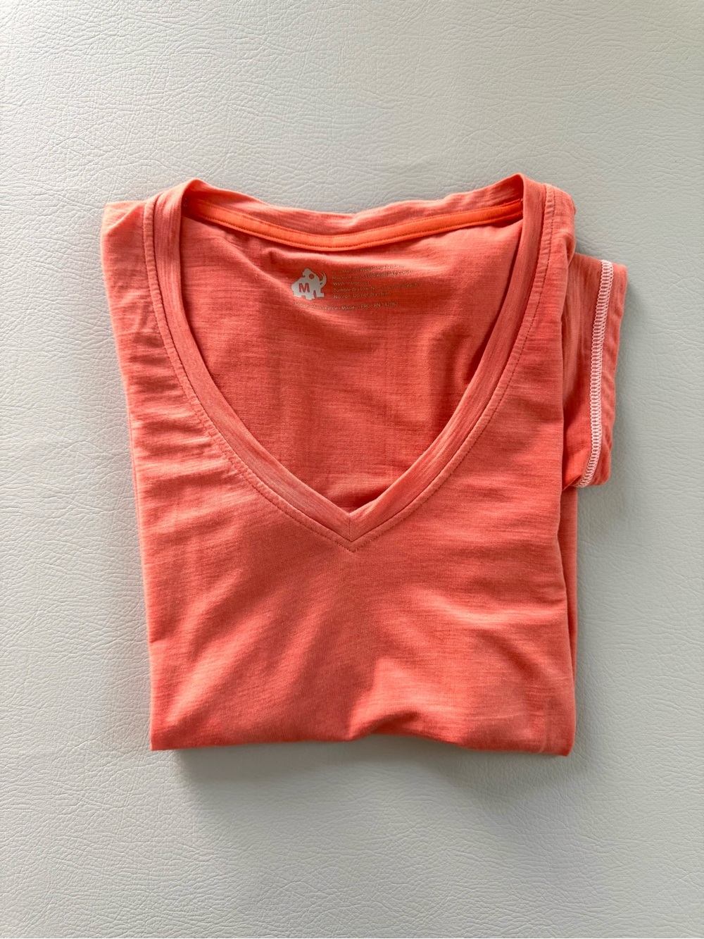 Woolly Women’s Coral Pink Merino Wool Shirt V Neck Short Sleeve Medium